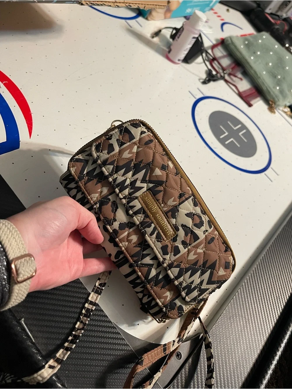 Simply Southern Brown Quilted Crossbody Wallet